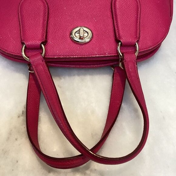 Coach Prince Street Cross Grain Leather Mini Convertible Domed Satchel Bag - Picture 10 of 15